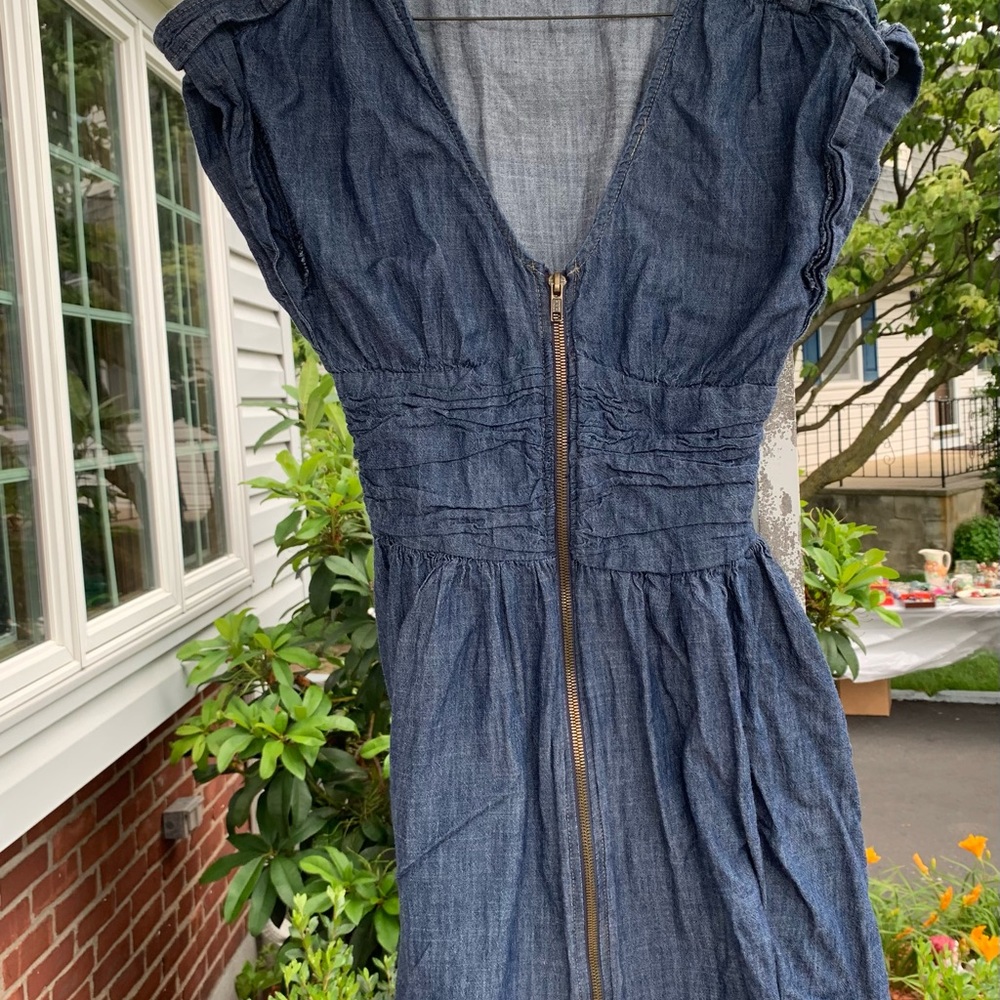 Denim Zipper Flare Dress (size XS, stretch) NWOT